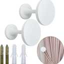 Curtain Tiebacks 2 Pack Curtain Holdbacks Zinc Alloy Curtain Tie Backs Wall Mounted with Screws, Decorative Curtain Hooks for Drapes Stylish White Curtain Holders for Home Office Decor
