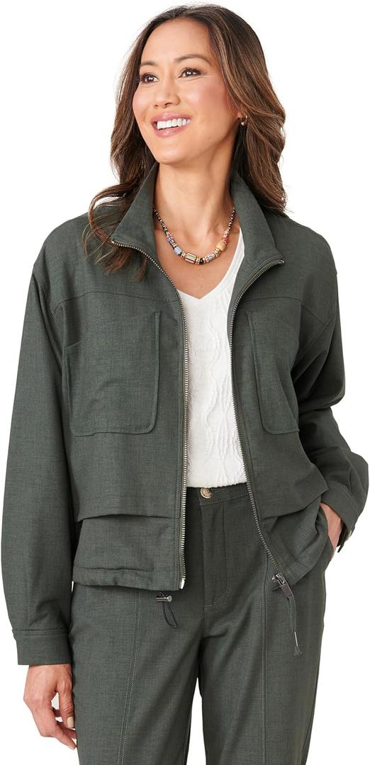 Democracy Women's Democracy Women's Long Sleeve Bomber Jacket (Medium, Midnight Olive)