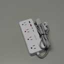 DEPOW Power Strip Surge Protector, 5FT Braided Extension Cord with Multiple Outlets-8 AC Outlets 4 USB Ports (2 USB C), Flag Plug Charging Station, 1700 Joule Surge Protection for Home Office, White