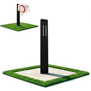 Retractable Garden Hose Reel Mounting Post Heavy Duty Steel Stand No-Drill Wall Mount Alternative, Universal Hose Reel Compatible, Ground Insert Install, Optional Concrete Reinforce, 45.3 x 4.4 x 0.79 inches