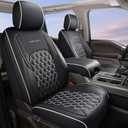 Huidasource Wrangler JK Seat Covers 4 Door, Waterproof Leather Seat Covers Full Set, Seat Cushion Protector Fit for Jeep Wrangler JK 4-Door Sahara Sport Rubicon 2007-2017(Full Set/Black&White)