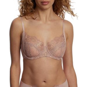 Skarlett Blue Entice Full Coverage Underwire Non Padded Everyday Bra with Lace fits up to H Cup (38DDD, Romance/Rose Gold)