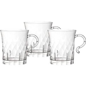 Party Essentials Hard Plastic 8 oz. Swirled Coffee/Tea/ Party Cups With Handle, Clear, 20 Count (N810-2)