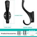 Coat Hooks Heavy Duty - Easy to Install Metal Towel Hooks Screw-in Wall Hooks for Hanging Hat, Towel, Key, Robe, Scarf, Bag, Cap (4 PCS Black)