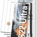 AACL [Fingerprint Compatible][3-Pack] 3D Curved Tempered Glass for Samsung Galaxy S22 Ultra 5G Screen Protector, [Easy Installation with Alignment][Anti-Scratch][Case Friendly]