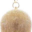 Lanpet Women Round Ball Crystal Evening Clutch Purse Tassel Wedding Party Handbags (Gold)