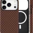 Magnetic for iPhone 17 Pro Max Case Cute Polka Dot Phone Case, Shockproof Slim TPU and Hard PC Protective Phone Cover Compatible with MagSafe Designed for Women Girls, Brown