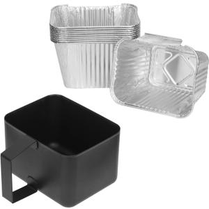 Grill Grease Cup Catcher with 10-Pack Aluminum Drip Pans Liners for Pit Boss 2/3/4 Burner Gas Griddles, Drip Tary & Disposable Liners Fit for Blue Rhino Razor GGC1643M GGC1643L GGC2241L Grill Parts