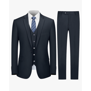Cooper & Nelson Men's Suit Slim Fit, 3 Piece Suits for Men, One Button Solid Jacket Vest Pants with Tie, Tuxedo Set M
