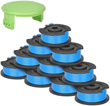 Generep Trimmer Spool Line for Greenworks - Single Line Auto-Feed Replacement Trimmer Spool, 10 Spools & 1 Cap