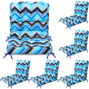 Hoteam 6 Set Patio Chair Cushions Outdoor 20 x 40 Inch High Chair Patio Cushion for Outdoor Furniture Waterproof Seat Rocking Indoor Thickened Pad(Geometric Style, Dark Blue)