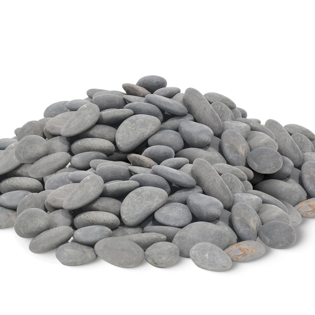 Quibbay 45 LB Mexican Beach Pebbles - 1-2 Inch Decorative River Rocks for Landscaping, Garden Paving, Plant Rocks, Crafting, Walkways, Backyard, Grey Natural Unpolished Bulk Stones