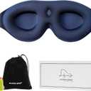 ALASKA BEAR 100% Blackout Sleep Mask Most Comfortable Contoured Eye Cups and Nose Covering for Women Men, 3D Pillowy Soft Light Blocking Eye Mask 0 Pressure on Eyelids & Eyelashes, Earplugs Set, Blue