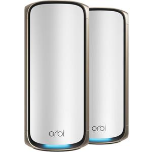 NETGEAR Orbi 970 Series Quad-Band WiFi 7 Mesh Network System (RBE972S) - Router + 1 Satellite Extender, Security Features, 27 Gbps, 6,600 sq. ft., 200 Devices, 10 Gig Internet Port Free Expert Help