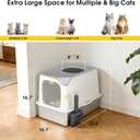Enclosed Stainless Steel Litter Box, Large Metal Litter Box with Lid, Front & Top Entry, Odor Control & Dog Proof, Scratch-Resistant, Easy Clean (White)