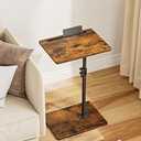 Masupu Sofa Arm Tray Table - 360° Swivel Height Adjustable End Table, Small Snack Side Table for Couch, C Shaped Table for Bed, Chair or TV Tray Table(Rustic Brown)