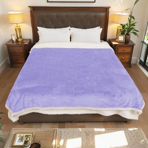 Electric Heated Blanket Throw Size - 50"x60", Soft Flannel Heating Blanket, 4 Heating Levels, 3 H Auto Shut Off, Breathable Warm and Washable for Sofa, Light Purple