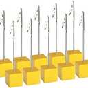 XINGYHENG 8pcs Place Card Holder Resin Cube Base Desktop Picture Clips Memo Notes Clips Holder Stand with Alligator Clip Clasp for Home Office Picture Memo Paper Note Postcards Display (Yellow)
