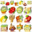33 Pcs Sukkot Wooden Hanging Ornaments, Happy Sukkah Tent Decorations Hanging Supplies Swirls Lulav Etrog Kit for Jewish Holiday Sukkot Party Jerusalem Decor