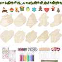 416pcs Wooden Christmas Ornaments to Paint, Unfinished Wooden Ornaments for Crafts, Paintable DIY Christmas Craft with Rich Accessories, Blank Ornament Painting Kit for Kids Adult Xmas Decorate