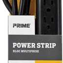 Prime Wire & Cable PB922009 6-Outlet Power Strip with Right Angle Plug and 14-3 SJT 3-Feet Cord,Black