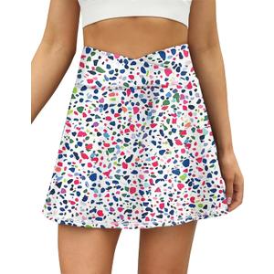 LouKeith Tennis Skirts for Women Pleated Crossover High Waisted Athletic Workout Golf Skorts Skirts with Shorts Pocket (White, M)