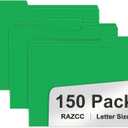 File Folder, RAZCC 150 Pack 1/3 Cut Tab File Folders Letter Size, Creen, Colored Folders with Tab Great for Organizing and Easy File Storage
