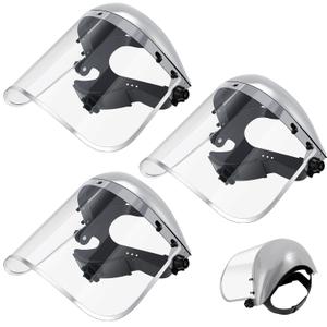 3 Pack Safety Face Mask Shield for Grinding Clear Full Face Impact Resistant Safety PET Full Impact Resistant Mask Shield for Work Construction Cutting (Clear PET,Grey)
