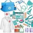 Doctor Kit for Toddlers 3-5, Wooden Kids Dentist Play Set, Doctor Play Set Pretend Play Toys for Toddlers , Realistic Wooden Medical Kit Role Play Set, Gifts for Boys Girls 3+ Years