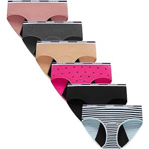 Boboking Teen Girl's Cotton Period Panties Big Girls Breathable Briefs Women Underwear (X-Large, Mixed Colora/5pack)