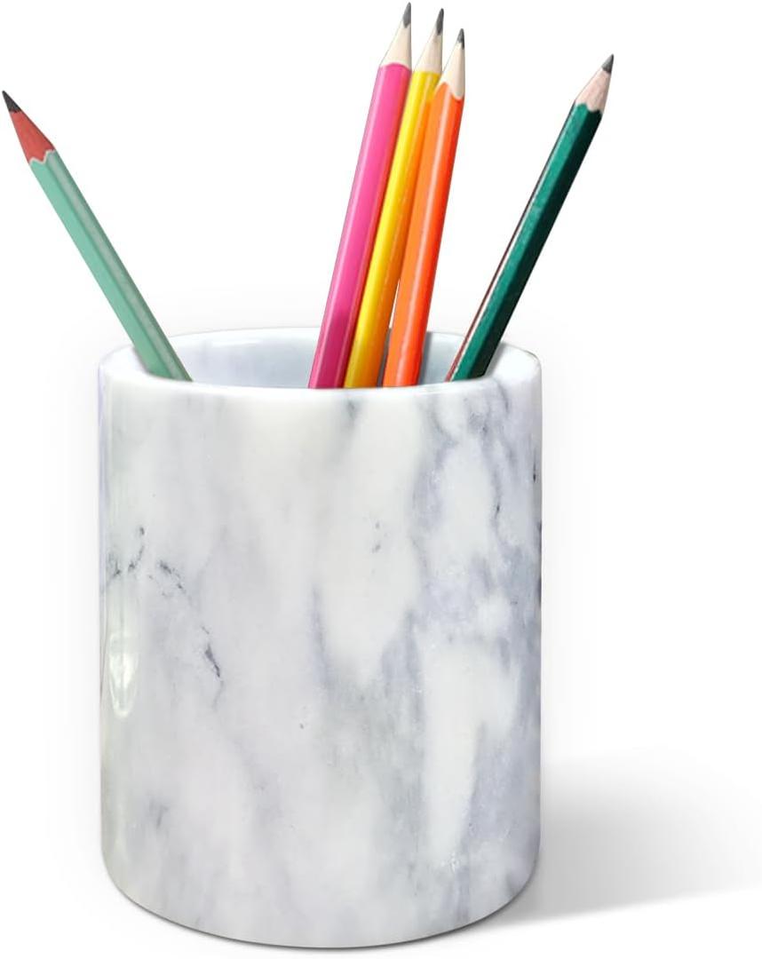Marble Pencil Pen Holder for Desk, Makeup Brush Holder, Stand for Desk Marble Pattern Pencil Cup for Kids Durable Organizer Ideal Gift for Home, Office (Gray) 