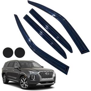 Rain Guards for Hyundai Palisade SE SEL XRT 2020-2024, Tape-on Side Window Deflectors for Hyundai Palisade, Window Visors for Hyundai Cars,for Hyundai Car Accessories 4 Rain Guards  2 Car Coasters (For Hyundai Palisade 2020-2024)