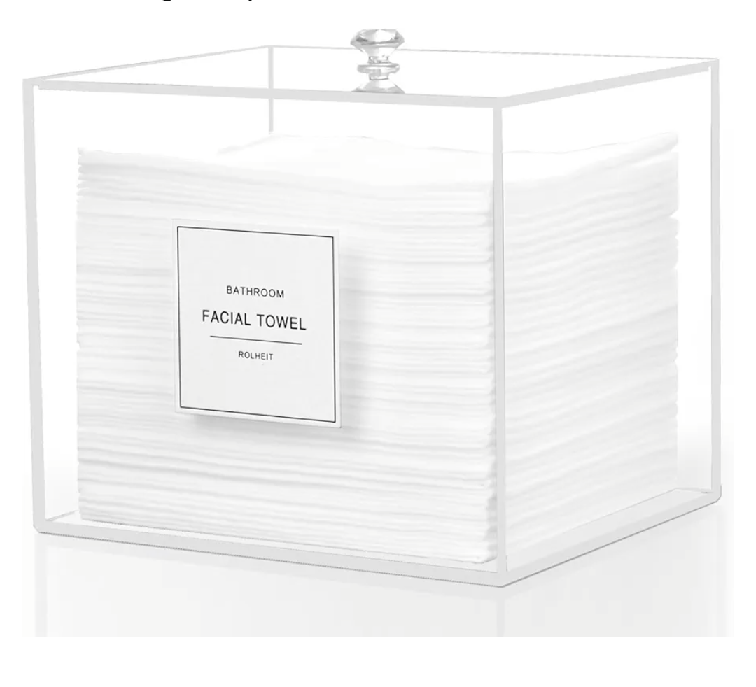 Disposable Face Towel Holder, Acrylic Face Towelettes Storage Box Compatible with Clean Skin Club Clean Towel Face Towels, Clear Skin Towels Containers, Makeup Remover Cloth Organizer
