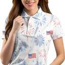 Funny Golf Shirts for Women Short Sleeve Quick Dry Tennis Shirts Athletic Tops for Yoga Tennis (Medium, Fireworks)