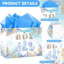 HZRNNA It's A Boy Gift Bag, Dinosaur Gift Bag with Card and Tissue Paper, Baby Shower Wrap Bag for Baby Boys, Newborn, Gender Reveal, Dinosaur Theme Birthday Party Decoration Supplies