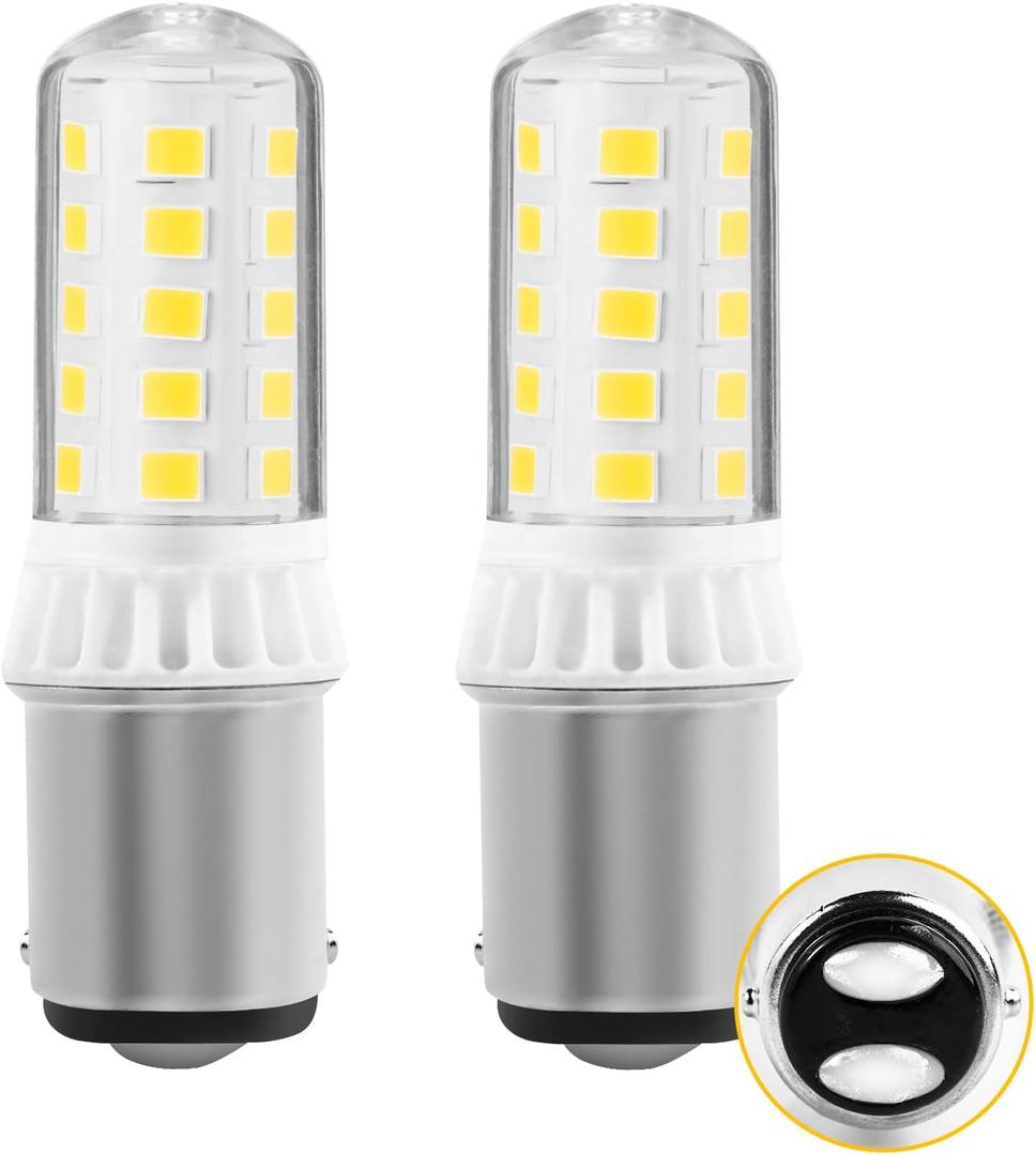 12V BA15D LED Bulb -1176 Bulb -Marine Navigation Anchor Stern Lights RV Camper Trailer Motorhome Light Replacement ALR12 -1004 1130 1076 Double Contact Bayonet Base AC12V/DC12-24V(2 PACK, Cool White)