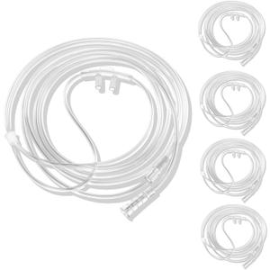 YONCOZY Soft Nasal Oxygen Cannula for Adult (5 Pack) - 7 Feet, Standard Connector, Kink Resistant, Lightweight Tubing for Comfortable Oxygen Delivery, White