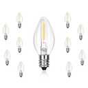 C7 LED Replacement Christmas Light Bulbs, 10 Pack Clear Shatterproof Halloween Bulbs for Outdoor String Lights, Xmas Tree Patio Porch Holiday Party Decor, E12 Candelabra Base, Warm White, Pack Of 2