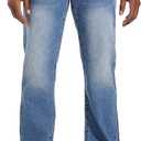 Men's Non-Stretch Regular Fit Straight-Leg Denim Pants Jeans (A#blue, L)