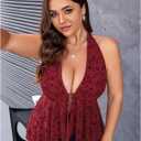 Verdusa Women's Plus Size Y2k Goth Halter Top Spiderweb Mesh Sheer Rave Club Backless Peplum Tops (Size XXL)
