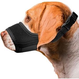 Seyezo Dog Muzzle, Breathable Nylon Muzzles for Small Medium Large Dogs, Soft Air Mesh Pet Muzzles Anti Chewing Allow Eating Drinking, Adjustable Puppy Mouth Cover Prevent Biting 6 Sizes, Black, XS