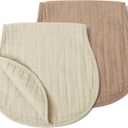 haakaa Muslin Burp Cloths for Baby, 100% Organic Cotton, Large 22.8''x11.4'', 2pcs (Wheat + Barley)