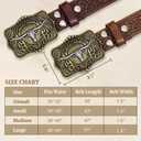 SANSTHS Cowboy Belt Western Belts for Men Women, Western Leather Belt Cowboy Cowgirl Belt Embossed Leather Belt for Jeans (Brown)