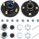 2 Sets Trailer Hub Kits 4 on 4'' for 2000 lbs 1'' BT8 Straight Axle Spindle, Prelubricated L44643 Bearings 4x4'' Trailer Replacement Idler Hub 4 Lug Bolt Trailer Wheel Hub Kit