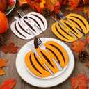 Breling 36 Pcs Thanksgiving Pumpkin Cutlery Holders Thanksgiving Silverware Holder Felt Tableware Decor Autumn Fall Harvest Party Supplies