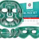 Medi Grade Cooling Ice Face Mask and Cooling Eye Mask for Puffy Eyes & Migraine Relief - Self Care Face Ice Pack with ChillGel Face Ice Mask Technology - Cooling Face Mask, Eye Pads and Bag