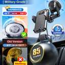 VANMASS 85+LBS Strongest Suction & Military-Grade Ultimate Car Phone MountPatent & Safety Certs Cell Phone Holder Truck Desk Mount for Dashboard Windshield Vent for iPhone 17 Pro Max 16 15 Samsung (Black)