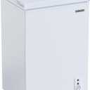 FRIGIDAIRE EFRF3005-AMZ Chest Deep Freezer-Garage-Ready, 3.5 Cu. Ft. Capacity, White-Adjustable Thermostat-Removable Vinyl Coated Wire Basket-Easy Defrost Drain