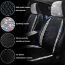 Bling Crystal Rhinestones Car Front Seat Covers for Womens Shining Diamond Seat Protectors, Anti-Slip Bottom Seat Cushion Covers for Auto Universal Fit Interior Accessories White 2Seats