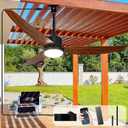 Depuley Outdoor Ceiling Fan with Light: 52 Inch Gazebo Fan Outdoor Hanging - Plug in Fan for Patio Waterproof - Dimmable Fans with Lights Remote App Control - Walnut